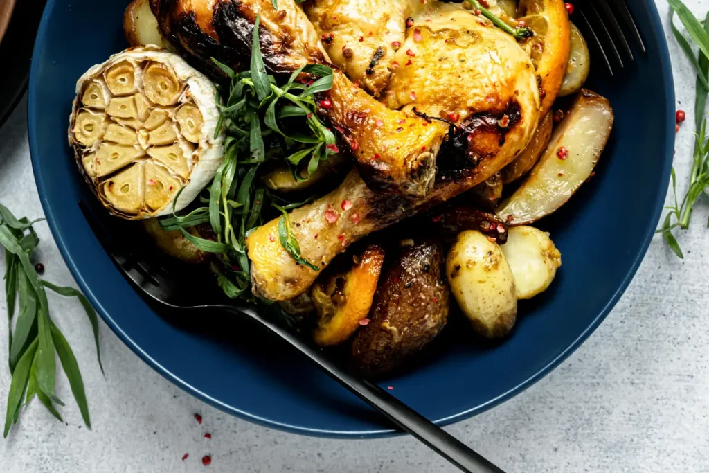 muslos de pollo al horno con verduras